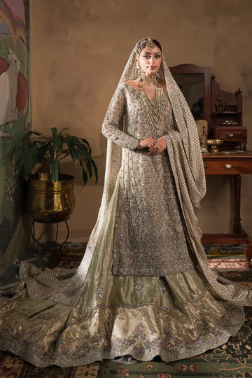 Silvery Champagne and Mint Farshi Lehnga Bridal