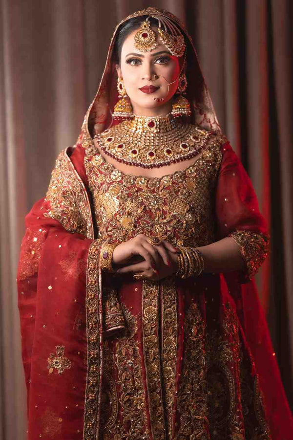 Maroon Gold bridal  (AVailable On Rent)