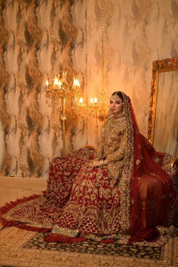 Gold Maroon Bridal  (AVailable On Rent)